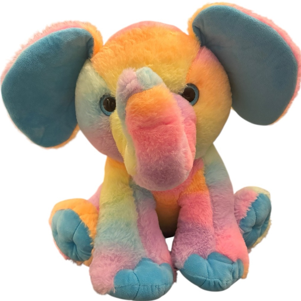 Peek-A-Boo Toys 10 inch‎ Rainbow Pastel Tie Dye Elephant Plush Stuffed Animal